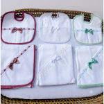 Conjunto Fralda de Pano e Babete com Laço para Bordar